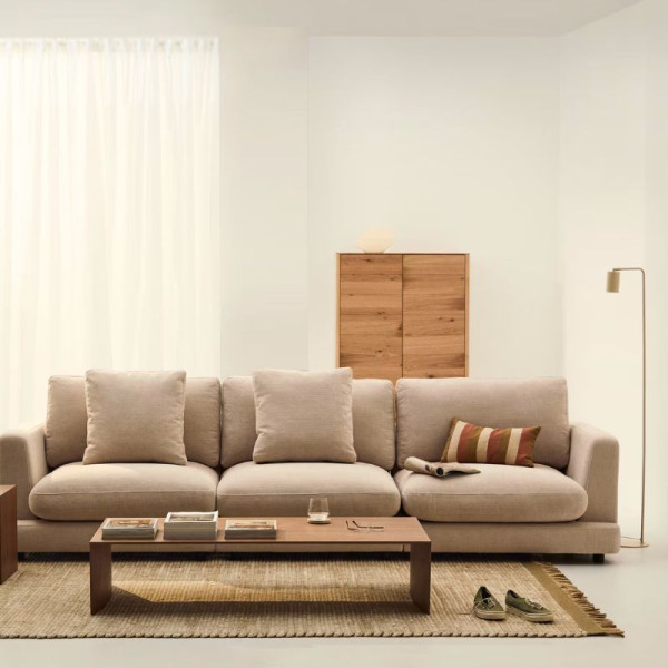 GALA 4-SEAT SOFA WITH LEFT-HAND MERIDIENNE WHITE 300 CM