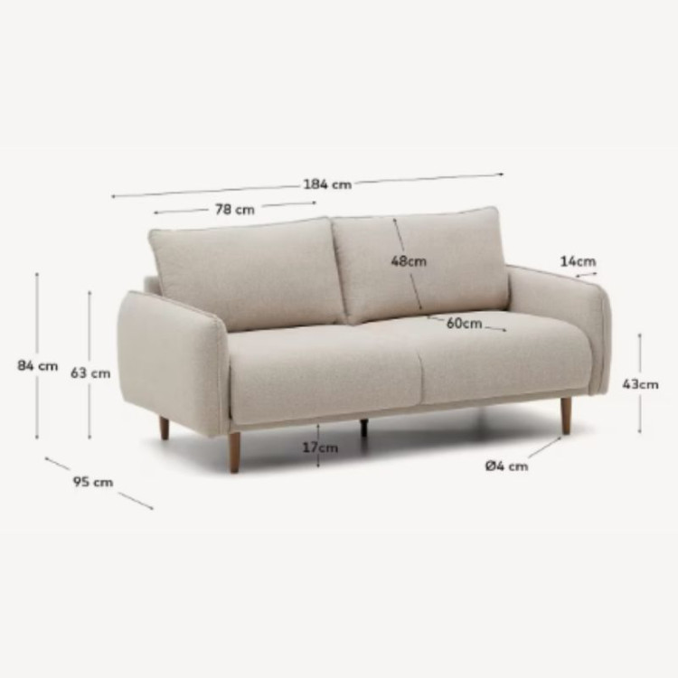 CARLOTA 2-SEAT SOFA BEIGE 184 CM - 1 PACKAGE