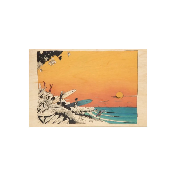 CARTE DE VOEUX RIDE LETS GO SURFING BOIS