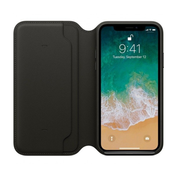ETUI FOLIO IPHONE X CUIR NOIR