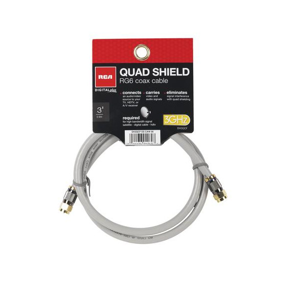 CABO COAX RG6 QUAD SHIELD 3FT / 0,9M CINZA