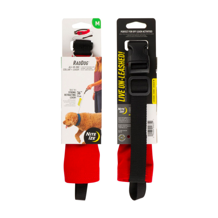 COLLAR AND RETRACTABLE LEAD 91CM RADDOG TM RED