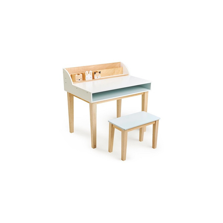 WOODEN CHILDREN'S DESK AND STOOL