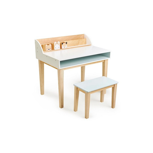 WOODEN CHILDREN'S DESK AND STOOL