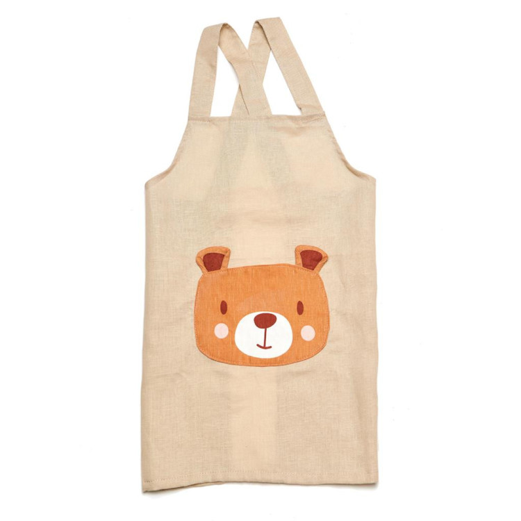 CHILDREN'S LINEN APRON - BEAR