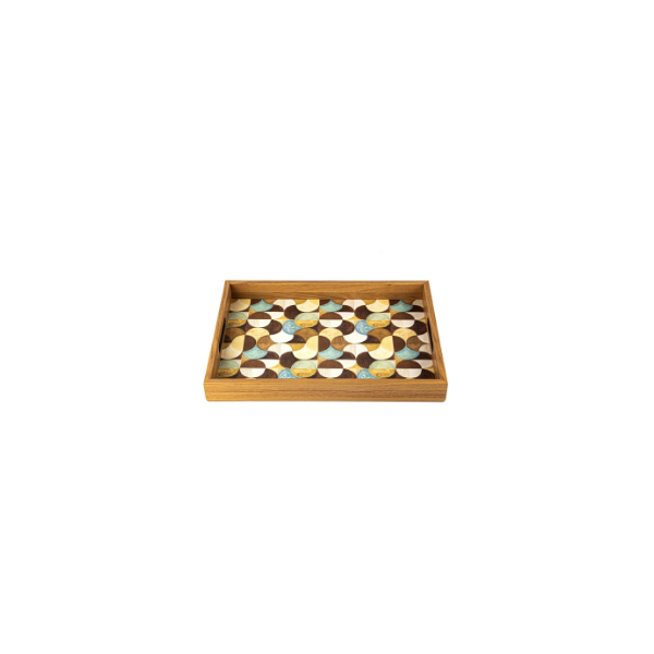 PLATEAU EN BOIS A MOTIFS ART DECO...