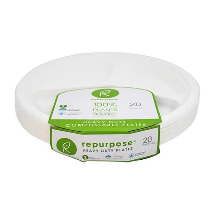 ASSIETTES ROBUSTES COMPOSTABLES 10' BLANC