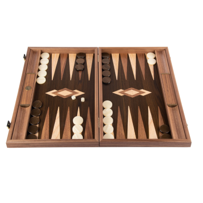 BACKGAMMON GAME IN NATURAL WALNUT