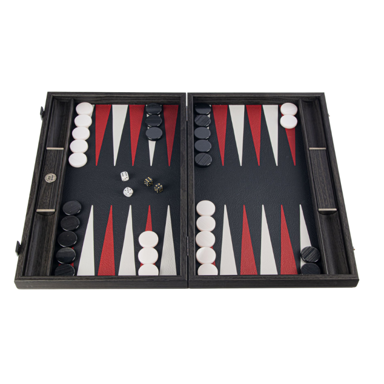 JOGO DE CROCODILO BACKGAMMON EM COURO PRETO