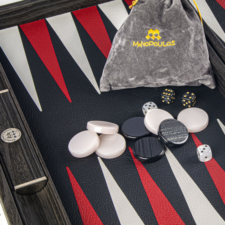 JEU BACKGAMMON CROCODILE EN CUIR NOIR