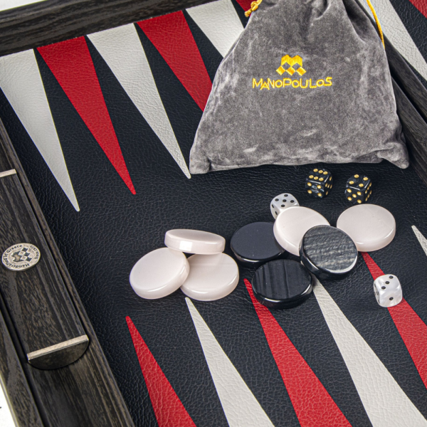 JEU BACKGAMMON CROCODILE EN CUIR NOIR