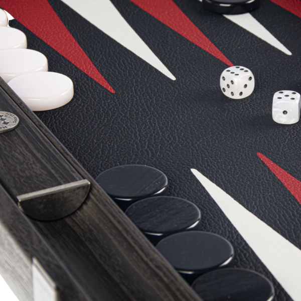 JEU BACKGAMMON CROCODILE EN CUIR NOIR