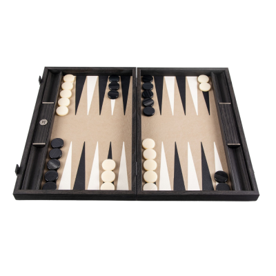 JEU BACKGAMMON SERPENT EN CUIR NOIR