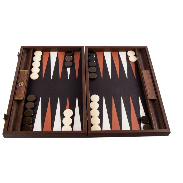 JOGO DE BACKGAMMON CROCODILO EM COURO MARROM