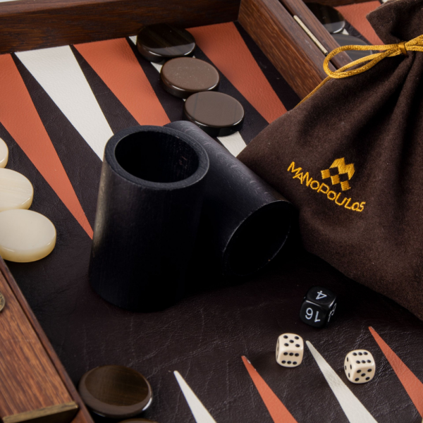 BACKGAMMON CROCODILE GAME IN BROWN LEATHER