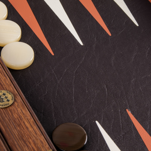 JOGO DE BACKGAMMON CROCODILO EM COURO MARROM