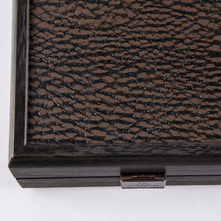 FAUX-LEATHER BACKGAMMON GAME IN BROWN MOCHA
