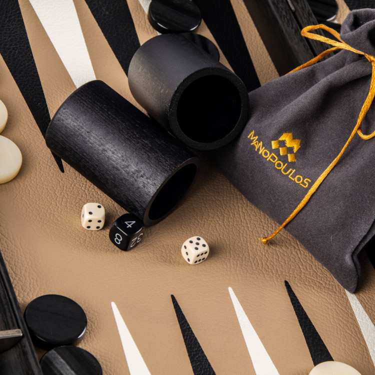 FAUX-LEATHER BACKGAMMON GAME IN BROWN MOCHA