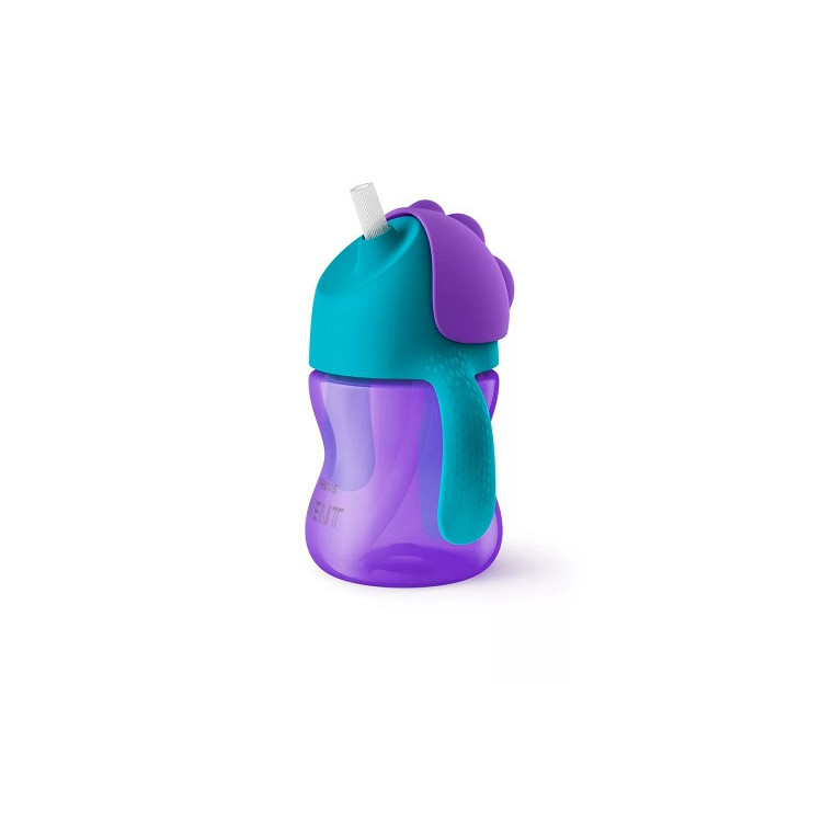CHILDREN'S CUP WITH PURPLE CURVED STRAW