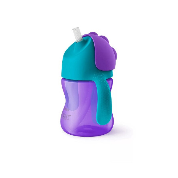 CHILDREN'S CUP WITH PURPLE CURVED STRAW