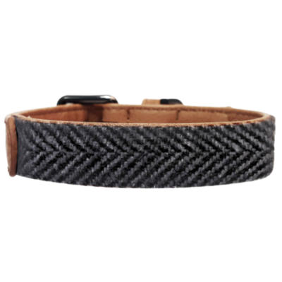 COLLIER ARCHIBALD POUR CHIEN 40X2 CM TWEED GRIS ET CAMEL