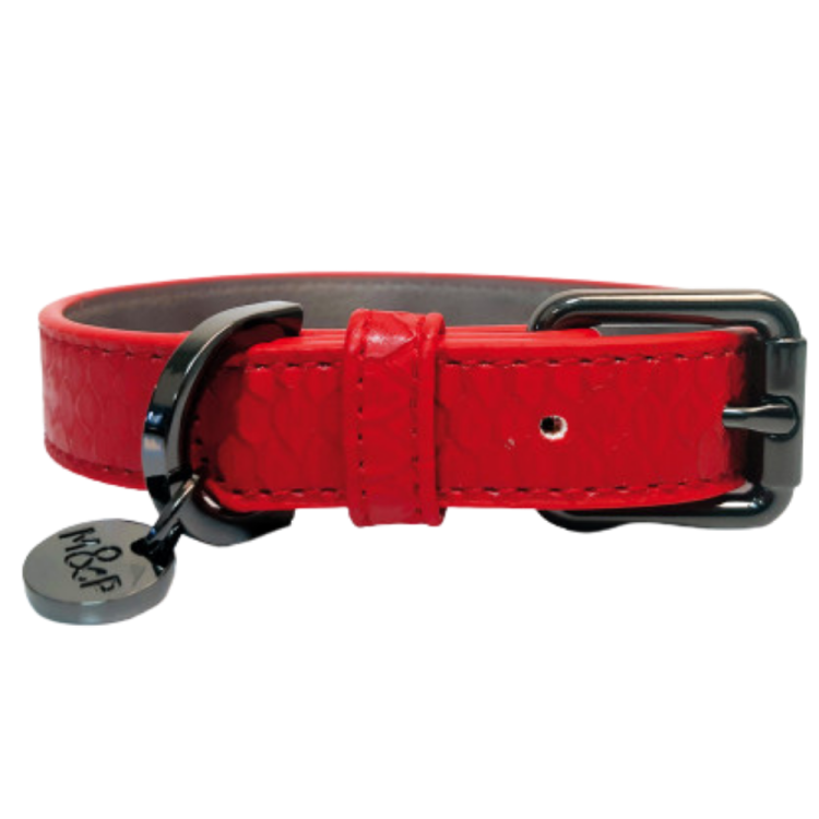 COLAR SAFIRA PARA CÃES 40X2 CM DE COURO VERMELHO