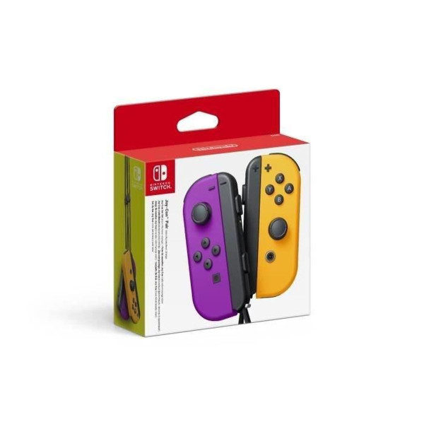 PAIRE DE MANETTES SWITCH JOY-CON GAUCHE VIOLET NÉON ET DROITE ORANGE NÉON