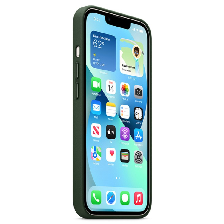 LEATHER CASE WITH MAGSAFE FOR IPHONE 13 MINI SEQUOIA GREEN