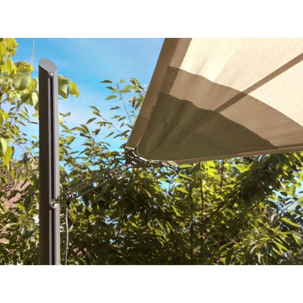 ALUMINUM MAST FOR SHADE SAIL WITH ADJUSTABLE HEIGHT SILVER