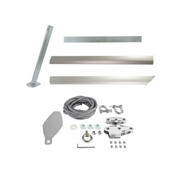 MAT ALUMINIUM POUR VOILE OMBRAGE A HAUTEUR REGLABLE ARGENT