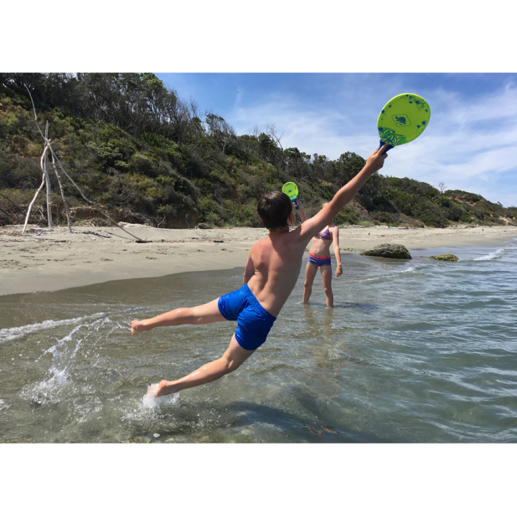 YELLOW BLUE BEACH RACKET SET