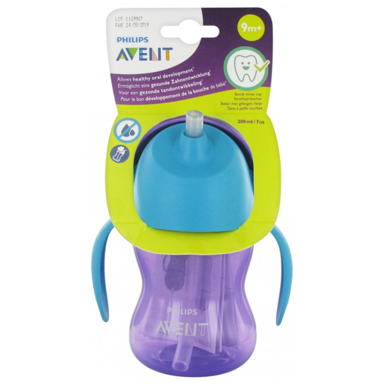 COPO INFANTIL COM PALHA CURVA ROXA