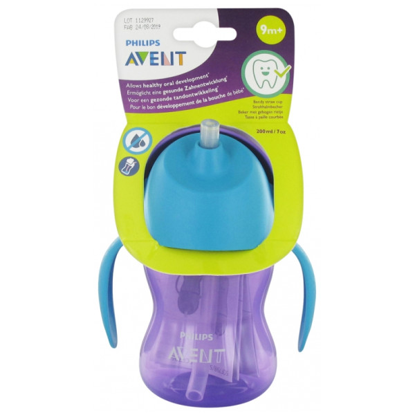 COPO INFANTIL COM PALHA CURVA ROXA