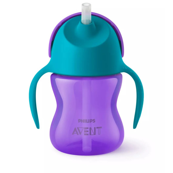 COPO INFANTIL COM PALHA CURVA ROXA