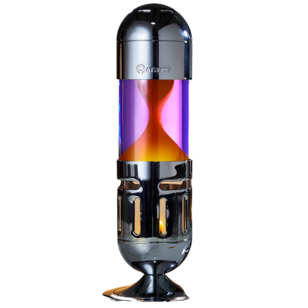 POD LAMPE A LAVEAVEC BOUGIE CHROME VIOLET ET ORANGE