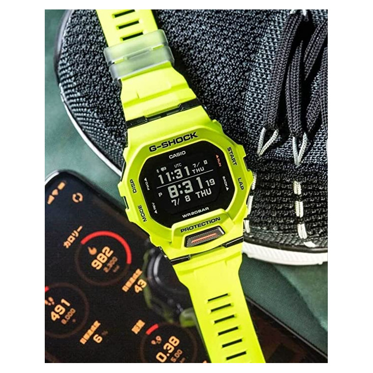 G-SHOCK MEN'S WATCH GBD-200-9ER G-SQUAD BLACK AND YELLOW RESIN