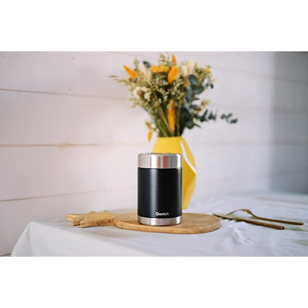 BLACK STAINLESS STEEL INSULATED MEAL BOX 340ML
