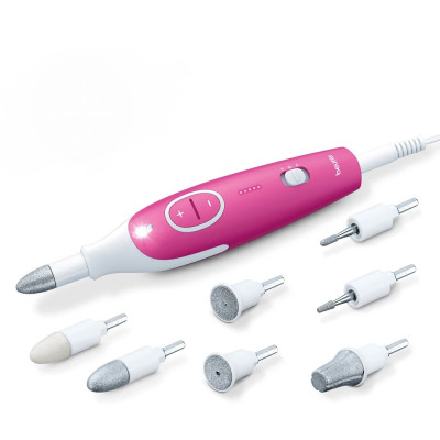 KIT MANICURE/PEDICURE ELÉTRICO 7 PONTAS DE LED BRANCO E ROSA