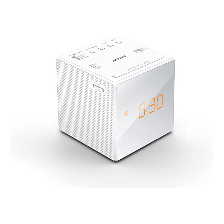 RÁDIO-RELÓGIO COM DISPLAY BRANCO DIGITAL