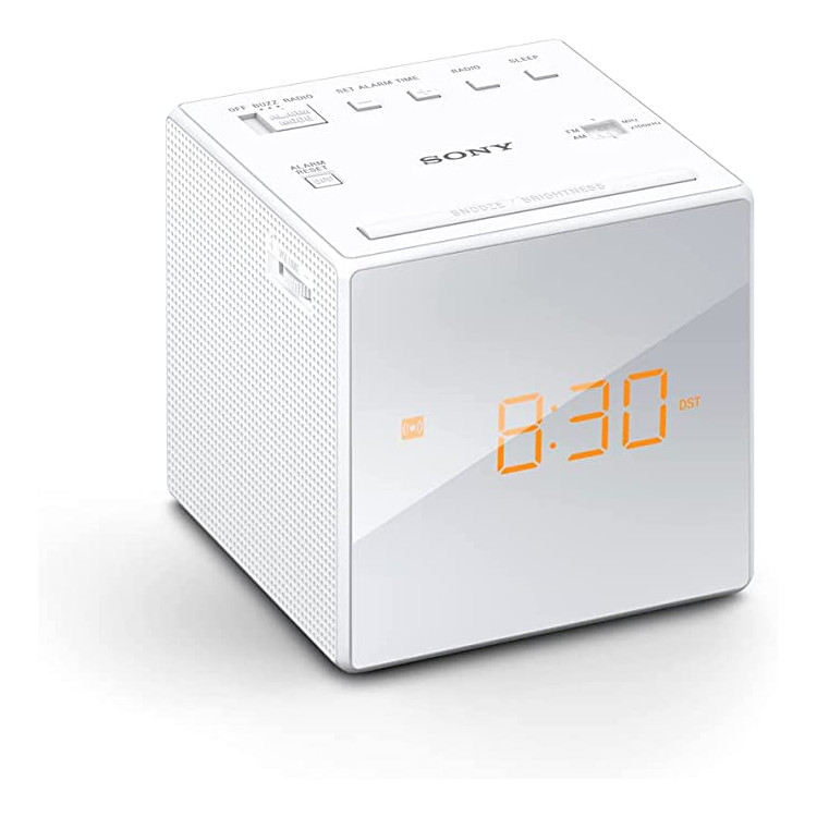 RÁDIO-RELÓGIO COM DISPLAY BRANCO DIGITAL
