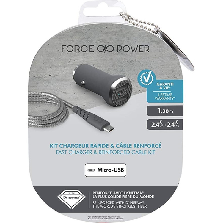 USC A 2 PORTAS CARREGADOR DE CARRO E CABO MICRO USB 1,20M