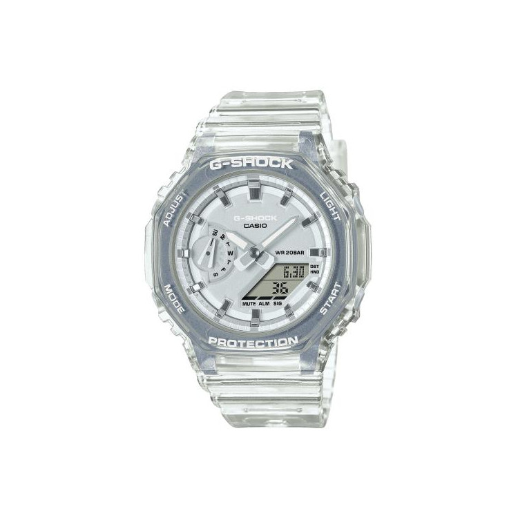 RELÓGIO FEMININO G-SHOCK ESQUELETO GMA-S2100SK-7 RESINA BRANCA