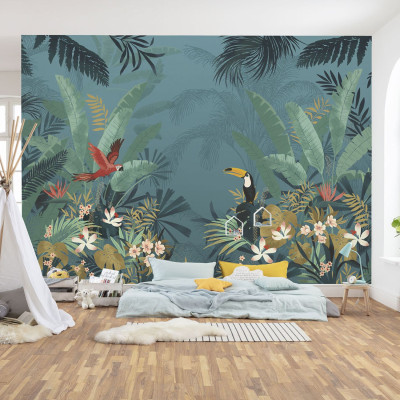 Pôster XXL IMPRESSÃO DIGITAL '' SELVA ENCANTADA '' 350 X 250 CM 2