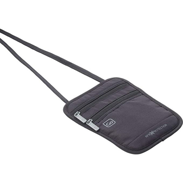BLACK RFID NECK POUCH