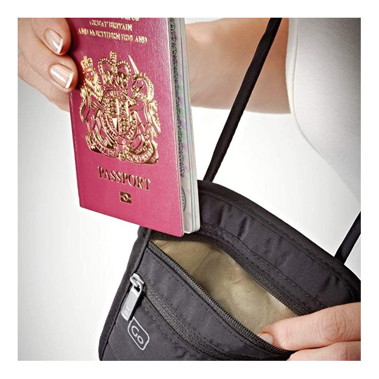 BLACK RFID NECK POUCH