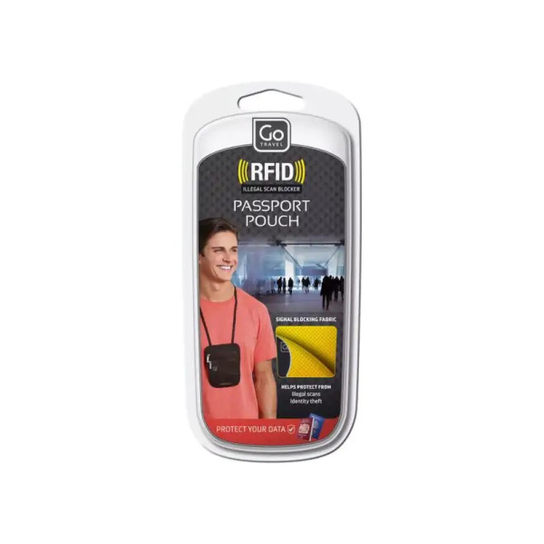 BLACK RFID NECK POUCH