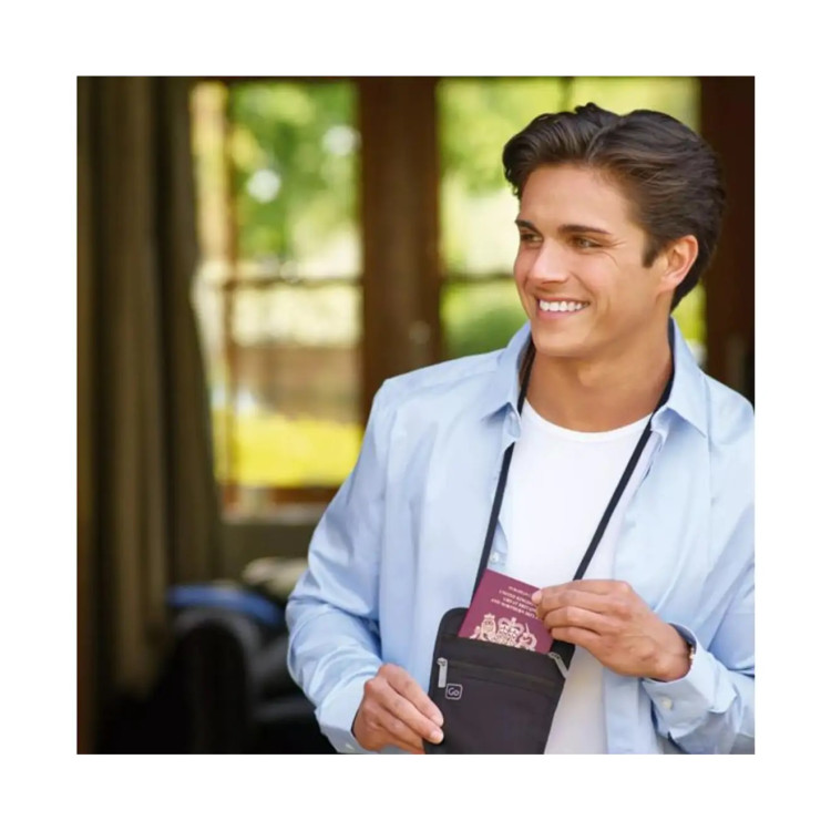 BLACK RFID NECK POUCH