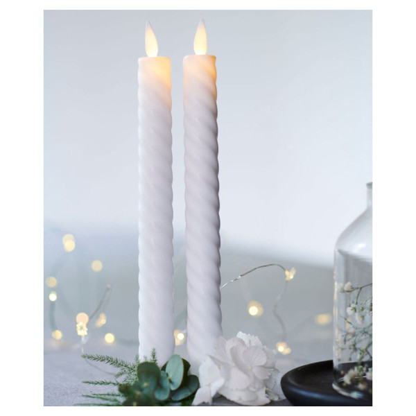 SET OF 2 LED CANDLES SARA KRONA WAVE 25 CM WHITE