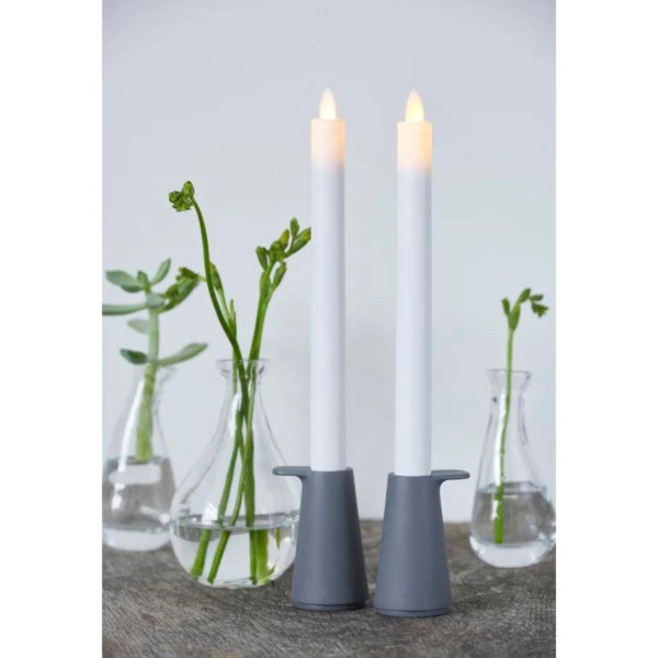 SET OF 2 LED CANDLES SARA KRONA 25 CM WHITE