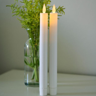 ENSEMBLE DE 2 BOUGIES LED SARA RECHARGEABLES 25 CM BLANC 2